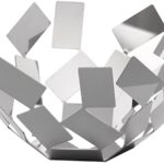 ALESSI - "LA STANZA DELLO SCIROCCO" Fruttiera in acciaio con bordo traforato con fantasia di rettangoli, disponibile in 2 colori, *Inox*, *Bianco* - Inox