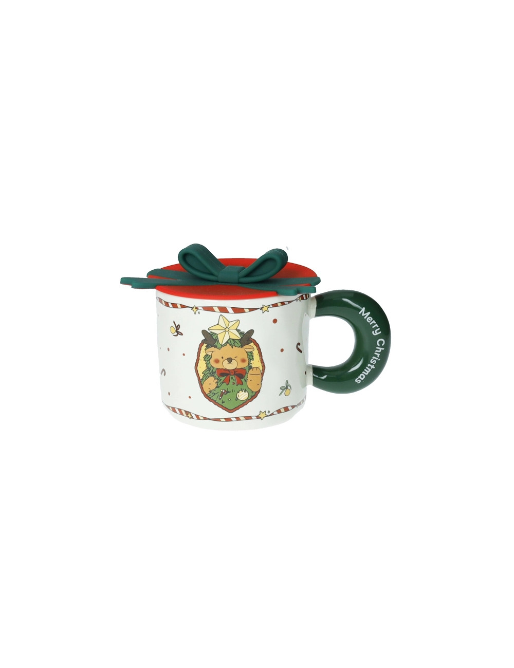 BRANDANI - Mug con fiocco verde e tappo in silicone - immagine 1