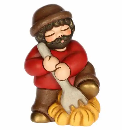 THUN - Uomo con forcone in ceramica, Rosso, "presepe classico"
