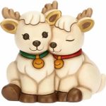 Coppia renna Robin abbracciate in ceramica