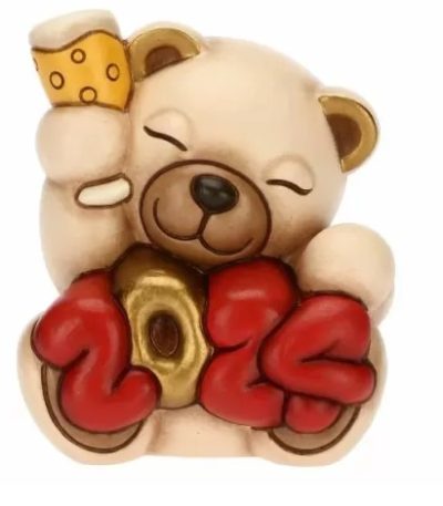 THUN - Teddy buon anno 2024 con calice, Rosso