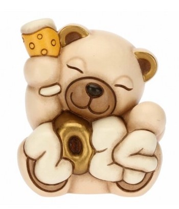 Teddy buon anno con calice, bianco