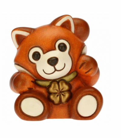 THUN - Mini animale Panda rosso con quadrifoglio