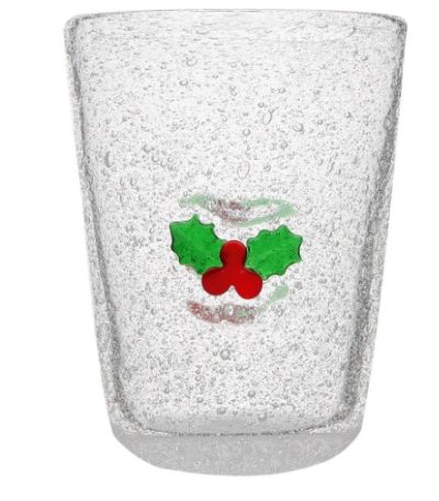 Bicchiere acqua in vetro soffiato con Vischio "XMAS GLASS" di memento