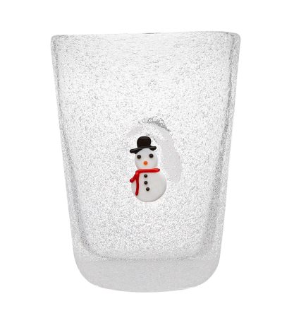 Bicchiere acqua in vetro soffiato Pupazzo di Neve - "XMAS GLASS"