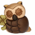 THUN - Gufo Lucky con quadrifoglio in ceramica piccolo