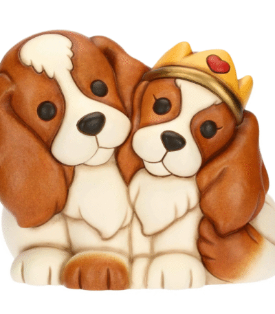 THUN - Coppia cani cavalier king in ceramica grande
