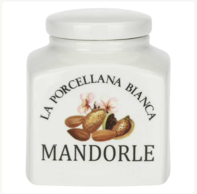 Barattolo Mandorle Conserva La porcellana bianca (2) Barattolo Mandorle Conserva La porcellana bianca