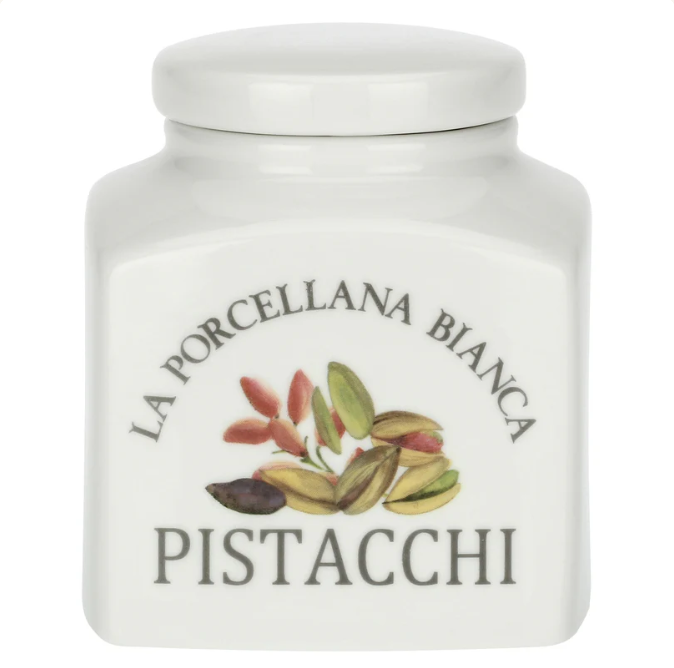 Barattolo Pistacchi Conserva La porcellana bianca (2) Barattolo Pistacchi Conserva La porcellana bianca