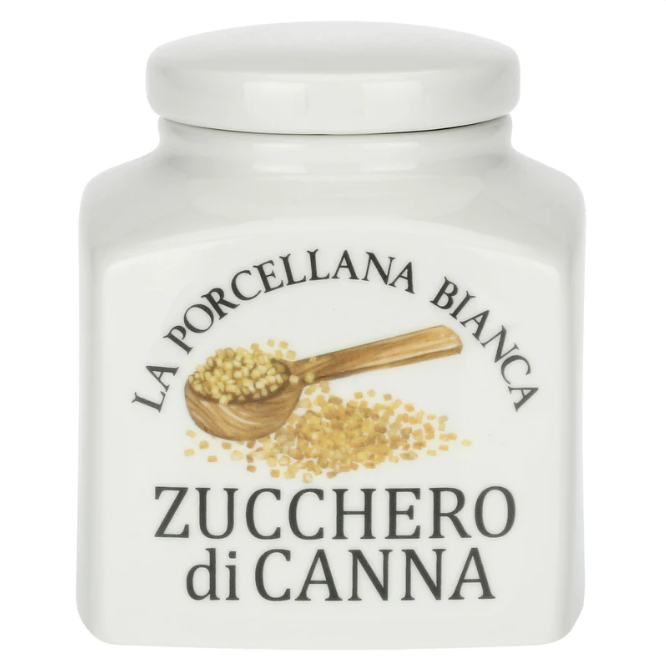 Barattolo Zucchero di Canna Conserva La porcellana bianca