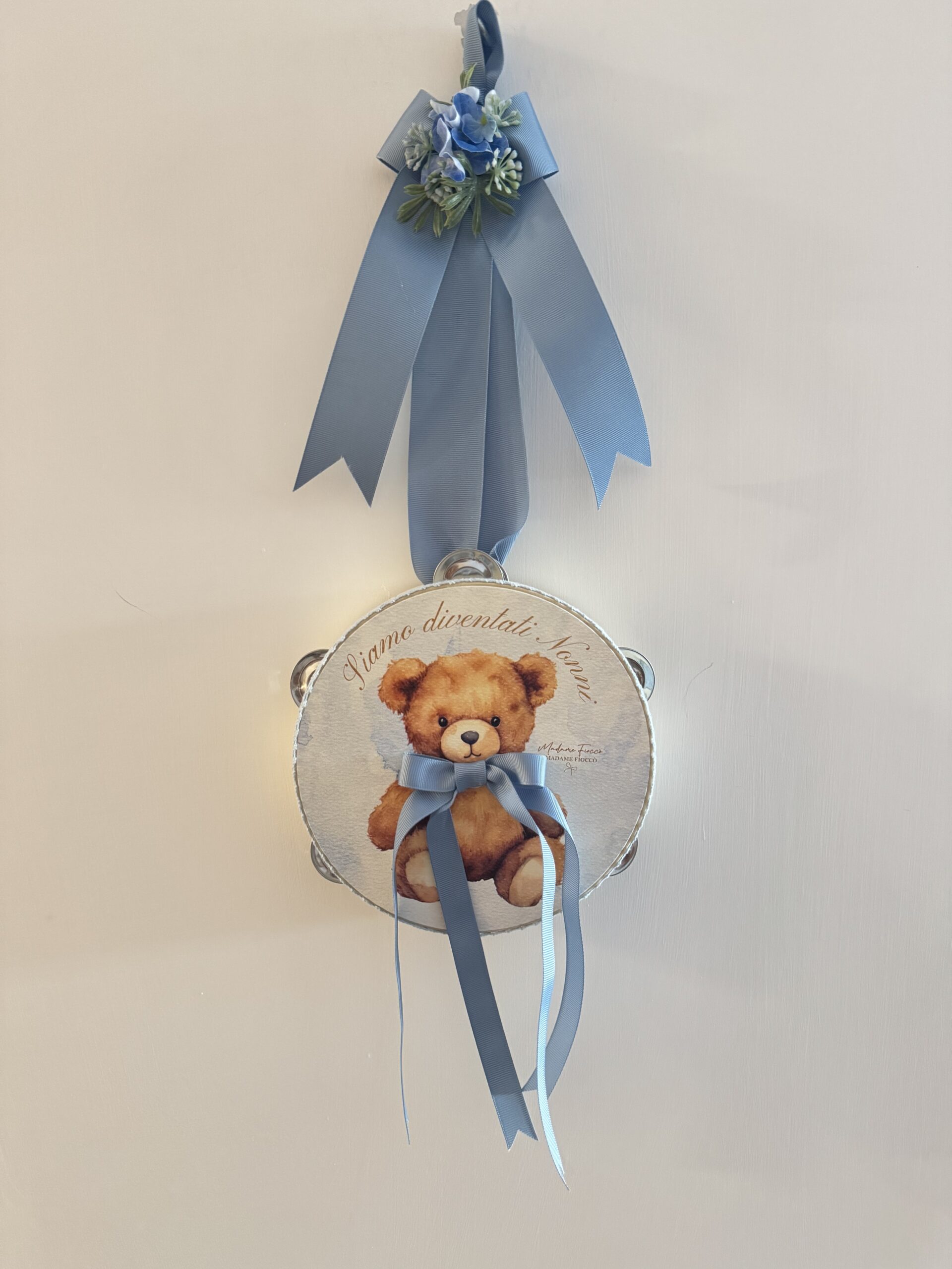 NTTDT18NC Tamburello tenerezze nonni celeste 18 cm Madame Fioccò