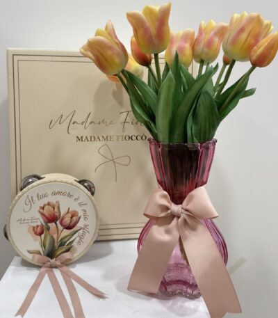 Primavera box tulipano pesca di Madame fioccò