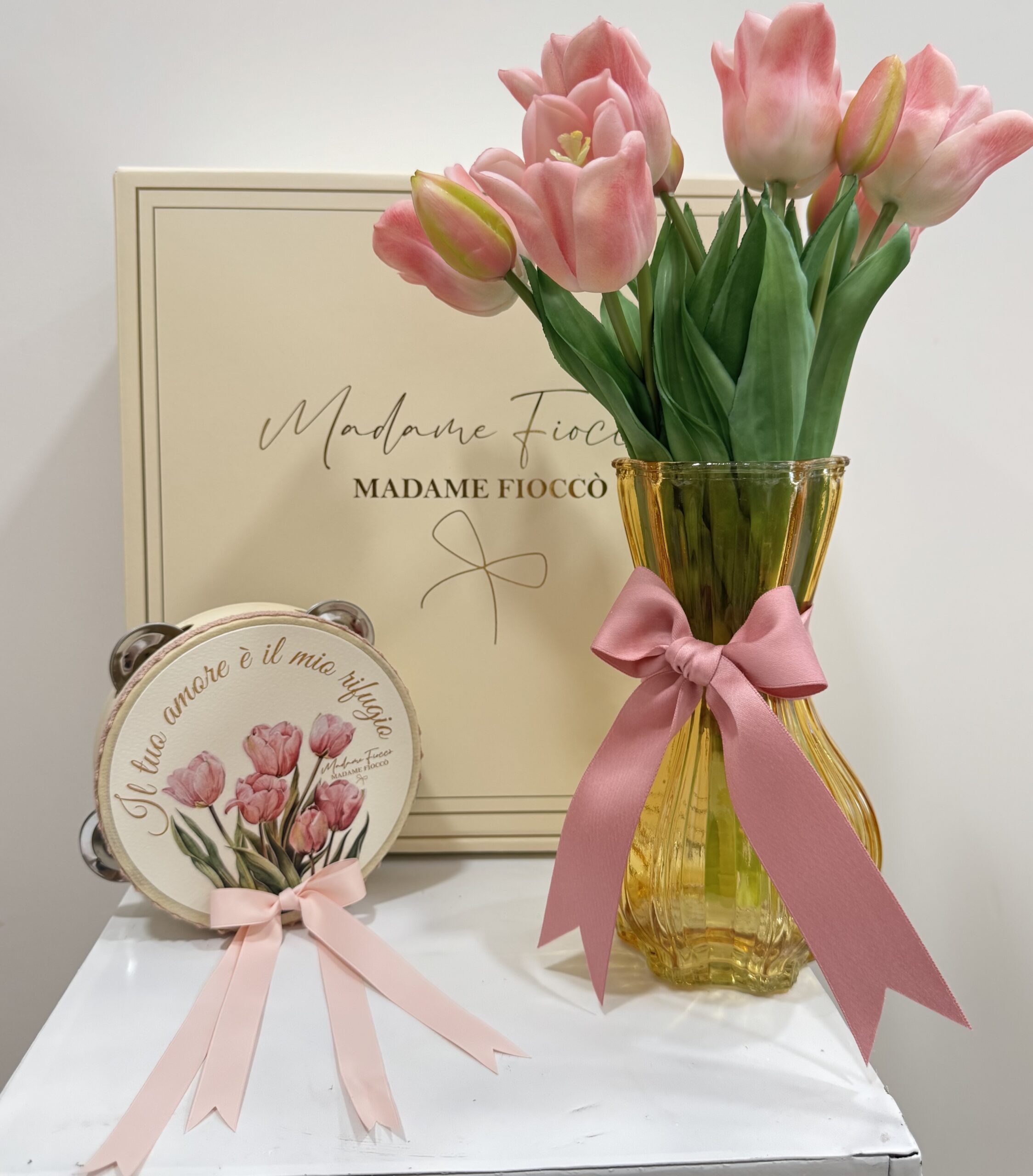 PBMT13R Primavera box tulipano rosa di Madame fioccò