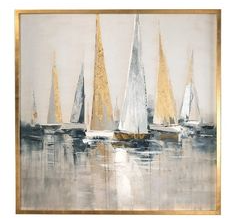 Quadro con cornice e vele dorate 100x100 cm Fantin