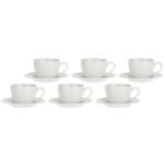 Set 6 tazzine per espresso con piattino, Richiamo La porcellana bianca