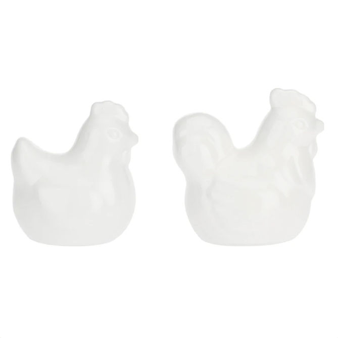 Set Sale E Pepe Gallo Gallina Fattoria La porcellana bianca - immagine 2