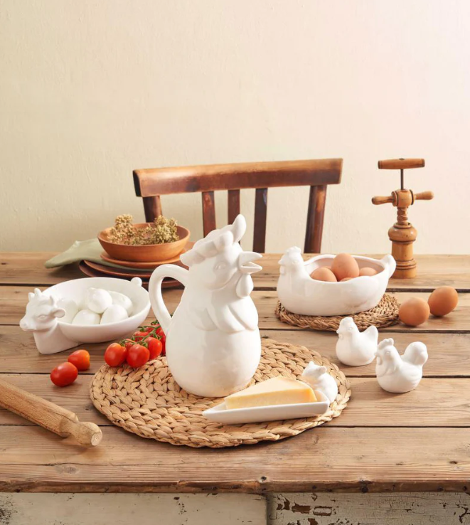 Set Sale E Pepe Gallo Gallina Fattoria La porcellana bianca - immagine 4