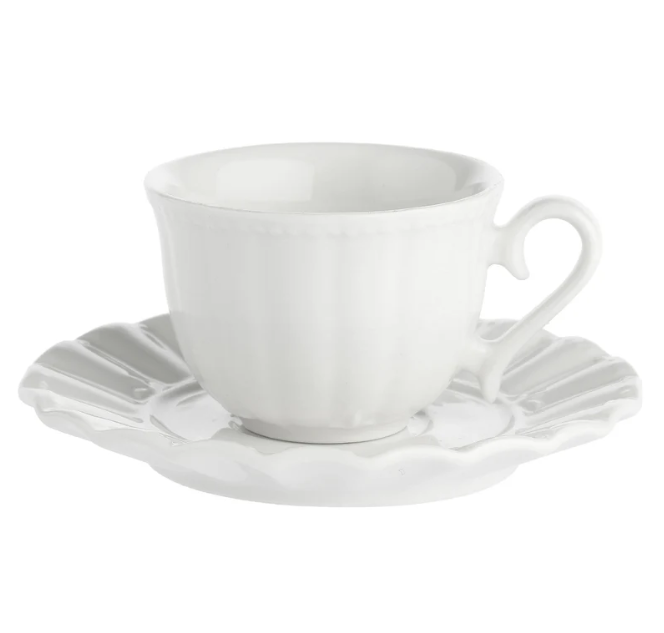 Set da 6 Tazza Caffe' con piattino Ducale La porcellana bianca